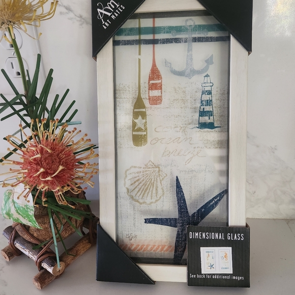 New 🆕️ AM Art Mates Dimensional Ocean Coastal Themed Glass Frames - Picture 3 of 3